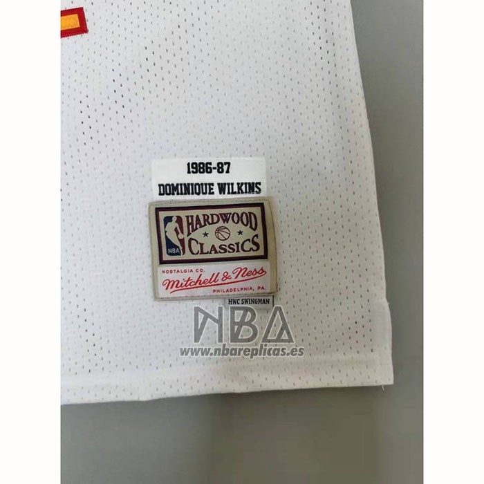 Camiseta Atlanta Hawks Dominique Wilkins NO 21 Mitchell & Ness 1986-87 Blanco